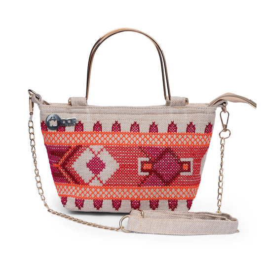 Handmade Boho Embroidered Tote Bag – Colorful Crossbody Purse with Chain Strap Noor Artisan