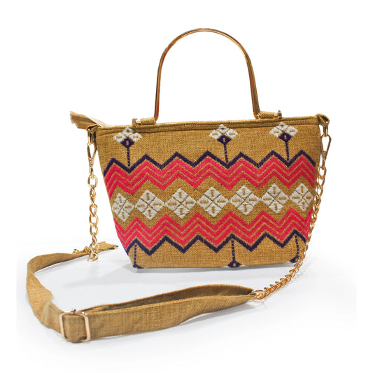 Stylish handmade bag for girls With Chain Strap Crossbody with Colorful Zigzag Traditional Pattern Small Shoulder Bag Noor Artisan